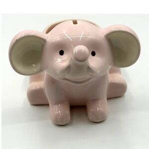 Pink Ceramic Elephant Piggy Bank Planter Nursery Decor